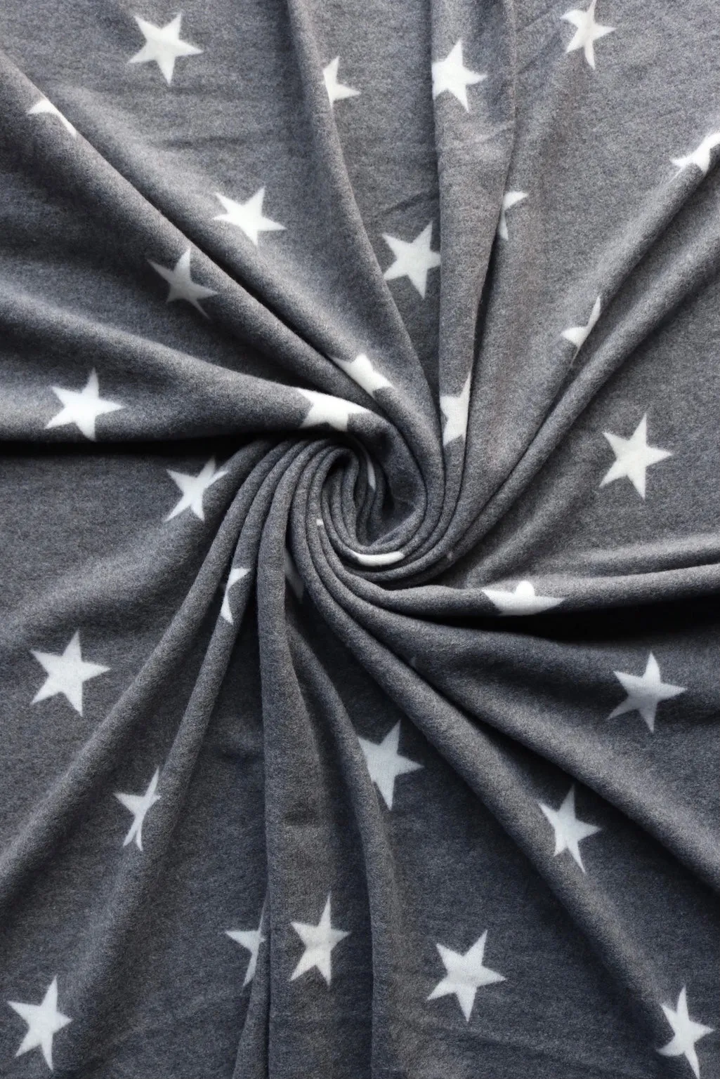 White Stars on Charcoal Alpaca Soft Brushed Sweater Knit