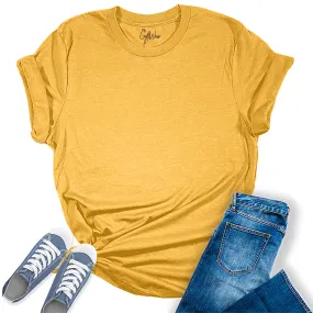 Womens Heather Yellow Gold T Shirts Premium Casual Short Sleeve Shirts Oversized Tops