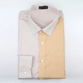 Yellow & Peach Colorblock Cotton Shirt
