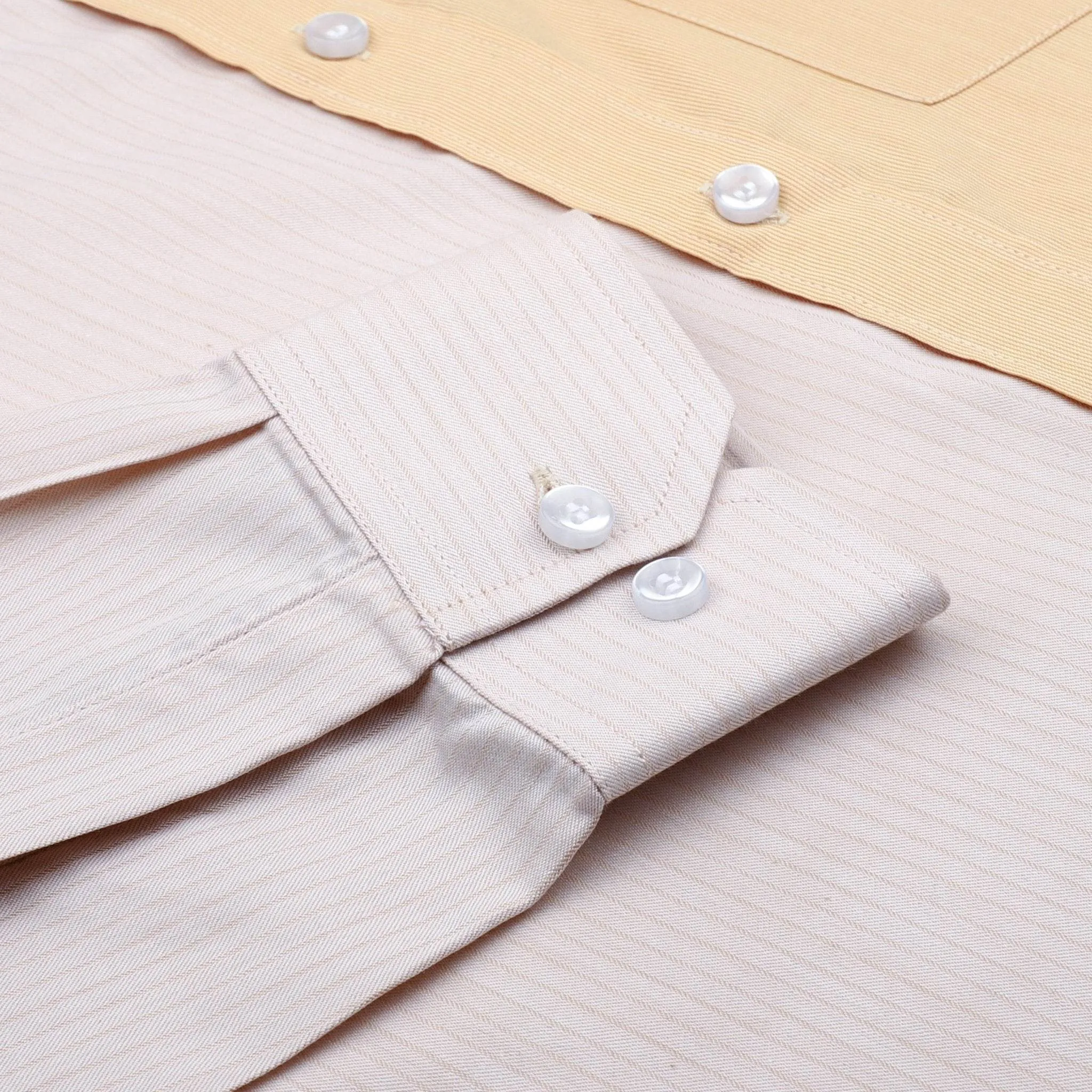 Yellow & Peach Colorblock Cotton Shirt