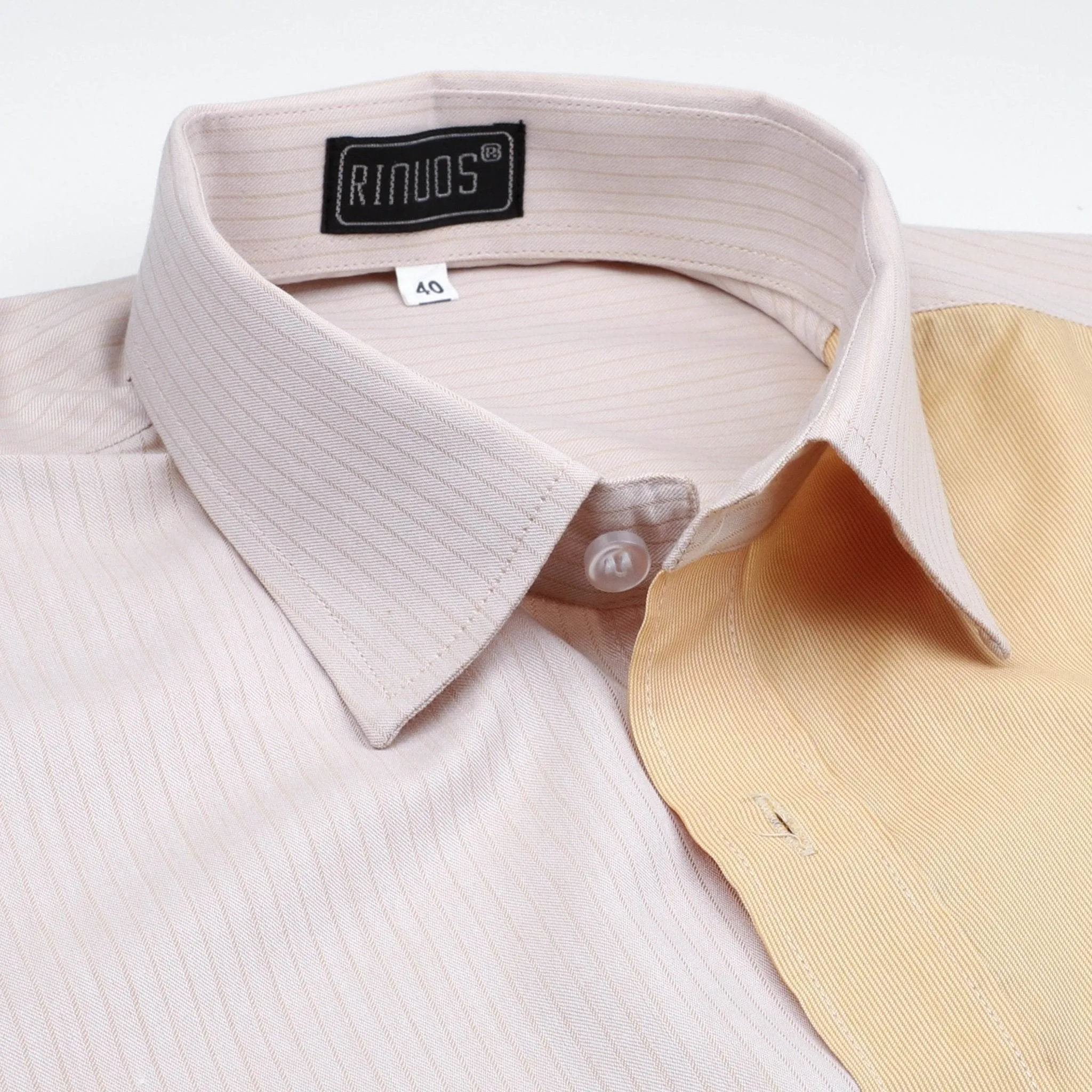 Yellow & Peach Colorblock Cotton Shirt