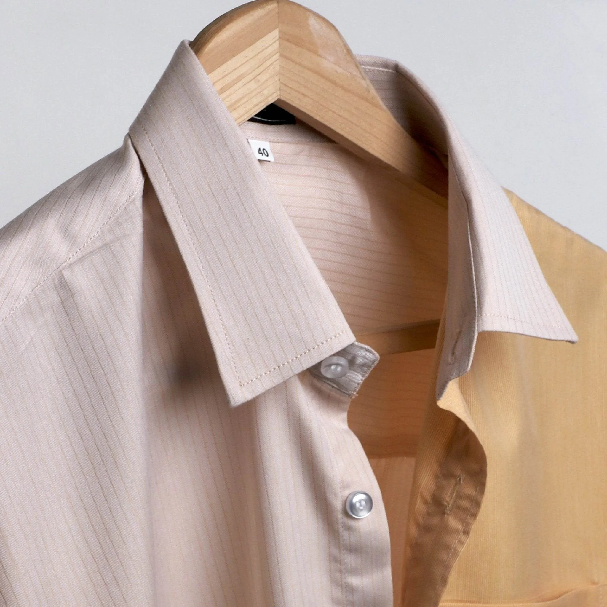 Yellow & Peach Colorblock Cotton Shirt